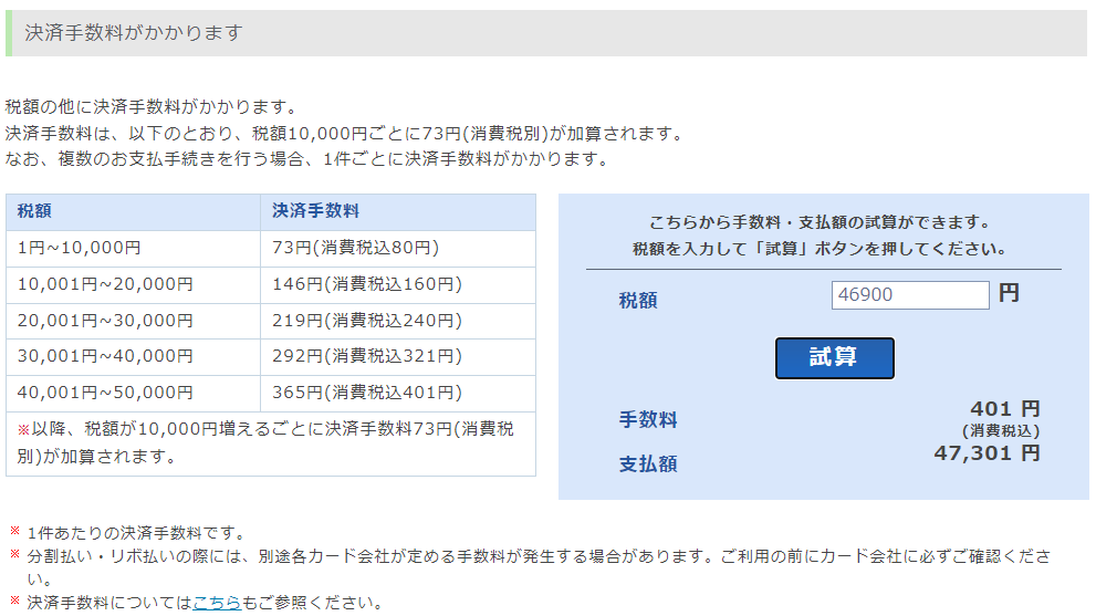 都税クレジットカード手数料